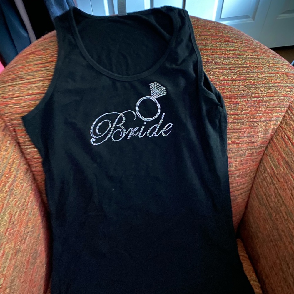 Women’s black bedazzled bride tank top size L